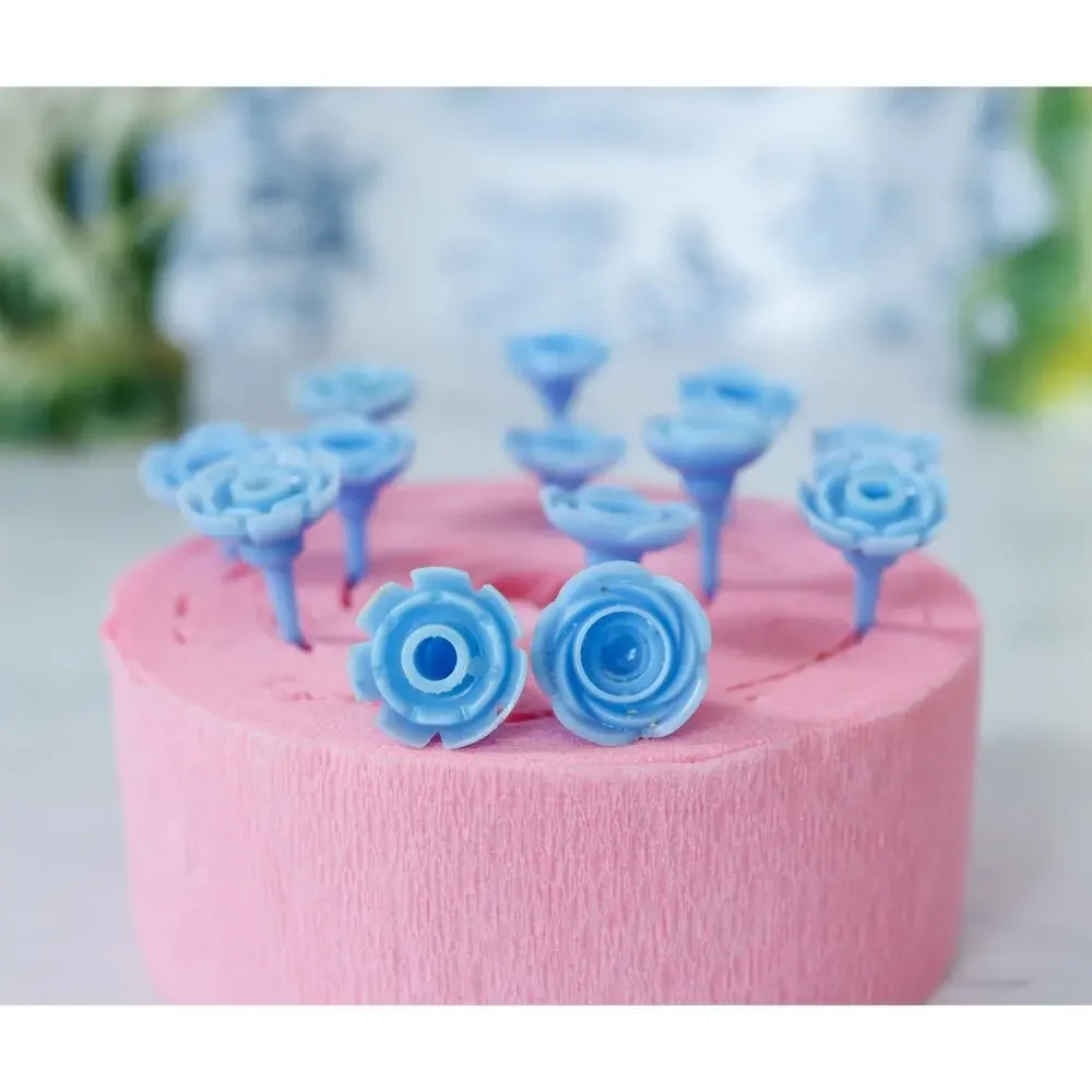 VTG Set of 13 Floral Rose Cake Toppers Candle Holders Retro MCM Birthday Decor